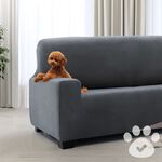 REGAL MILLS EASYSTRETCH VELVET DARK GREY  4 Seater Sofa Cover