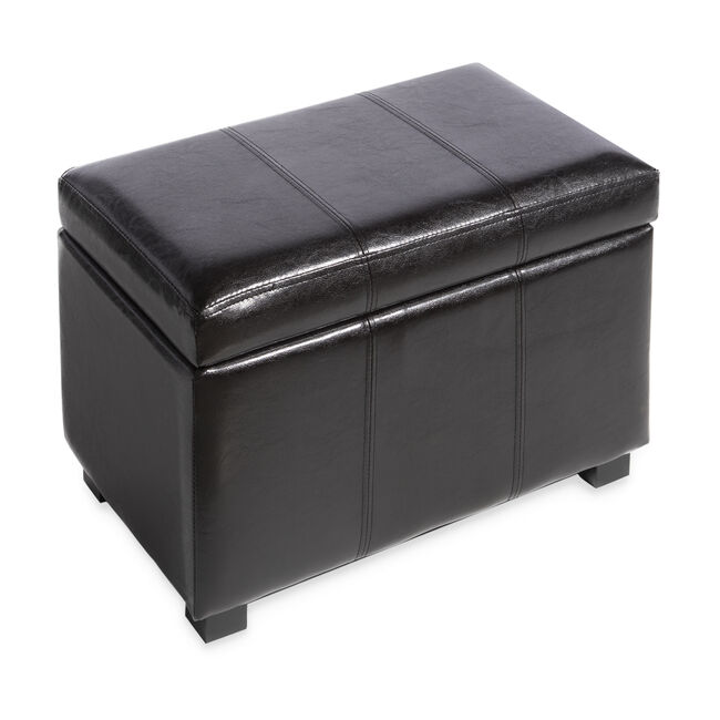 Faux Leather Storage Brown Ottoman Small