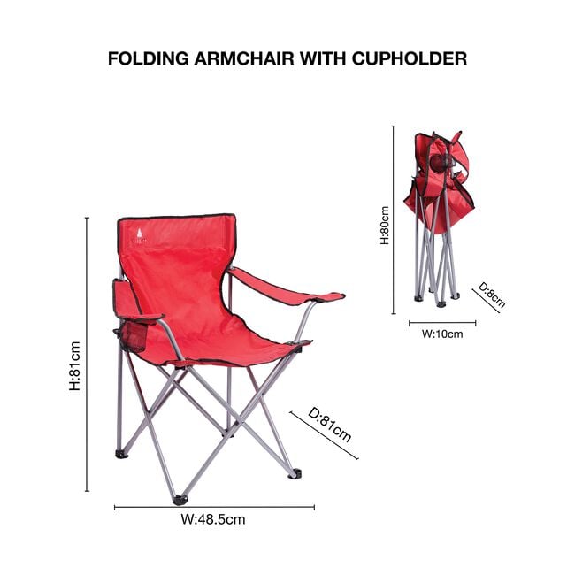 FOLDING ARMCHAIR With Cupholder - Red