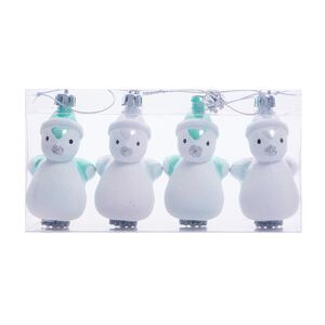Frosted Silver Penguin Tree Decoration - 4 Pack