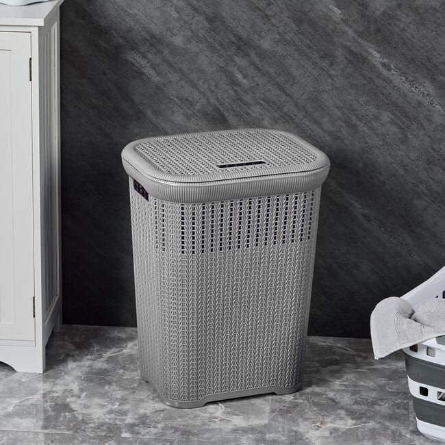 Knit Laundry Hamper Dark Grey 