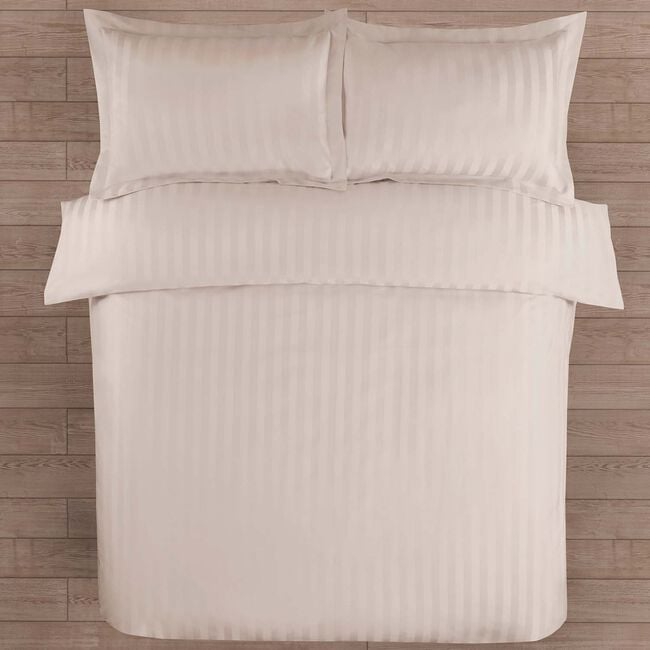 KING SIZE DUVET COVER Sateen Stripe Chalk 1000TC