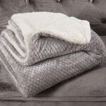 Nicole Day Waffle Sherpa Throw - Ice Grey