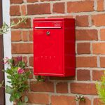 Steel Letterbox Compact Pillarbox Red