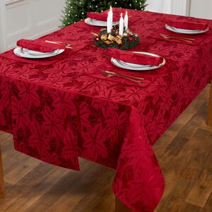 POINSETTIA DAMASK RED 160x183cm Table Cloth