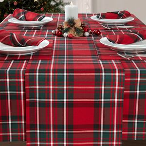 Christmas Check Table Runner 229cm x 36cm - Red