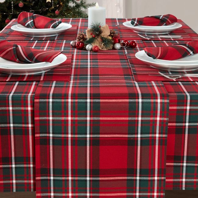 Christmas Check Table Runner 229cm x 36cm - Red