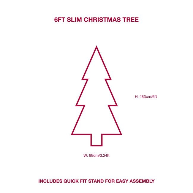 Green 6ft Slim Christmas Tree