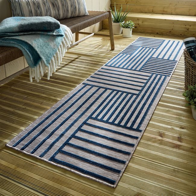 Flair Vigo Blocks 66cm x 230cm Outdoor Runner