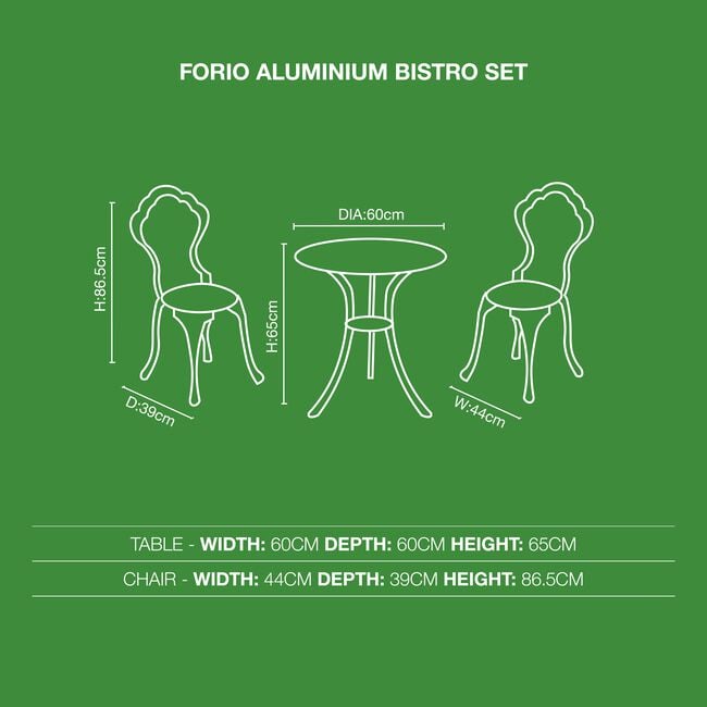 Forio Aluminium 3 Piece Bistro Set
