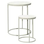 White Marble Effect Side Table Set of 2
