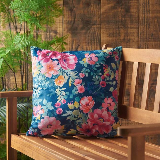 Floral Stripe Navy Cushion 45cm x 45cm