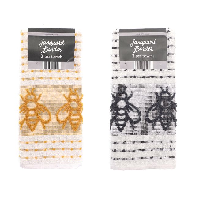 Assorted Border Tea Towels 3 Pack