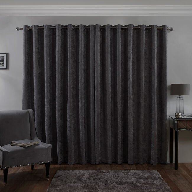 B/OUT & THERMAL H/BONE Deep Charcoal 66x54 Curtain