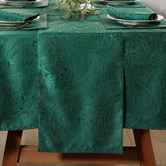 PAISLEY DAMASK GREEN 229x36cm Table Runner