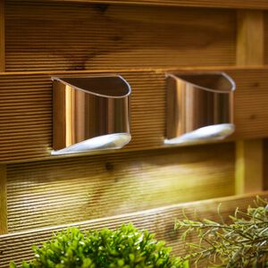 2 Pack Silver Fence Solar Lights 