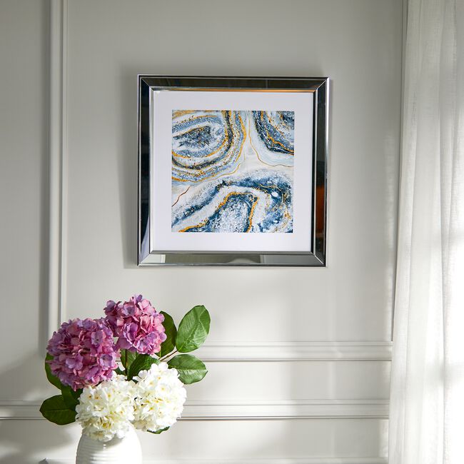 Blue Waves Jewelled Wall Art - 46.5cm x 46.5cm