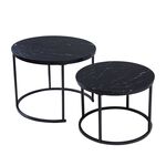 Black Marble Style Set of 2 Tables
