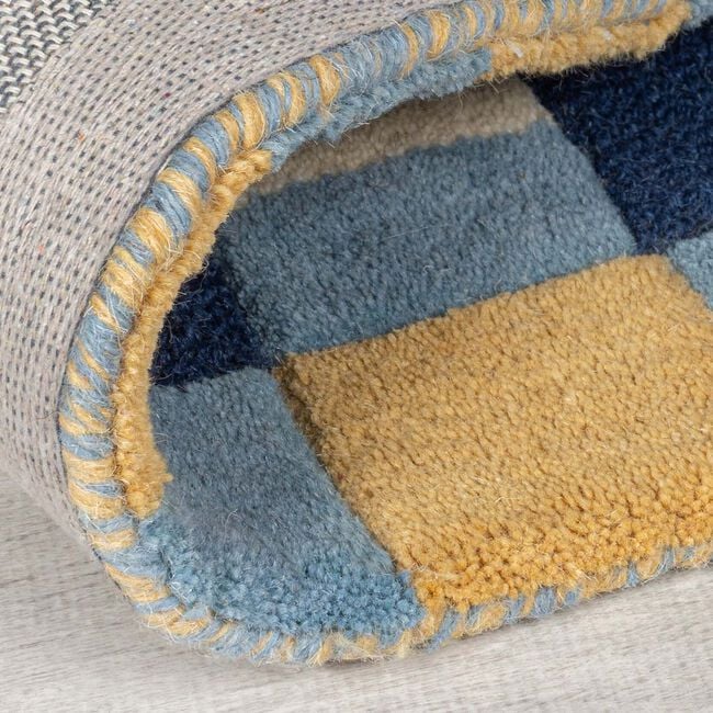 KAI WOOL BORDER BLUE/ YELLOW 60x230cm Runner