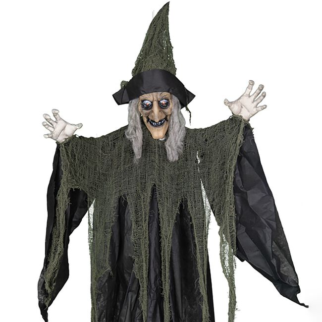1.9M Hanging Sound Activated Laughing Green Witch