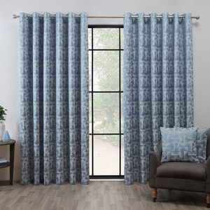 BLACKOUT & THERMAL GRAPHIC GEO BLUE  66x54 Curtain