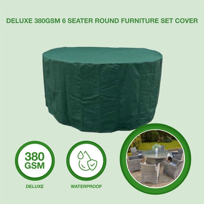 Deluxe 380GSM 6 Seater Round Furniture Set Cover 