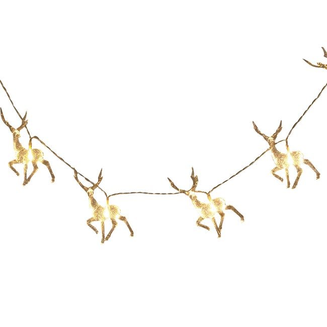 10 Warm White Reindeer String Lights