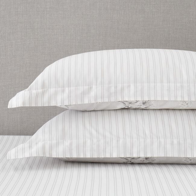 Lorraine Oxford Pillowcase Pair - Grey