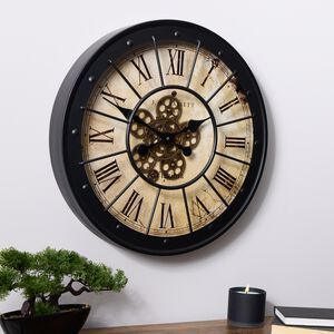 Black Cogs Clock 60cm 