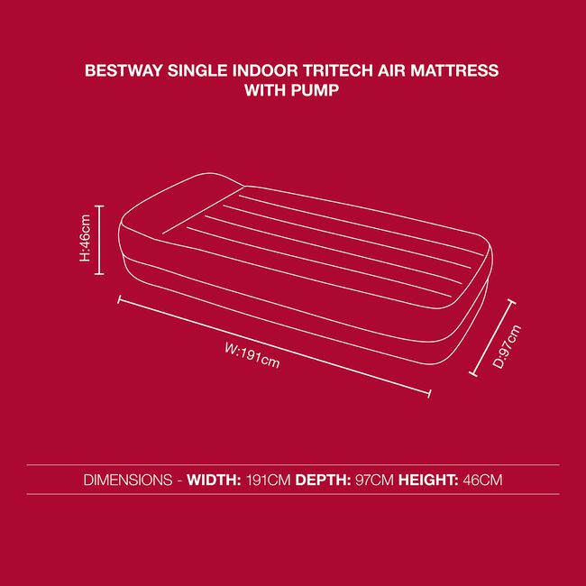 BESTWAY Indoor Tritech Air Mattress - Single