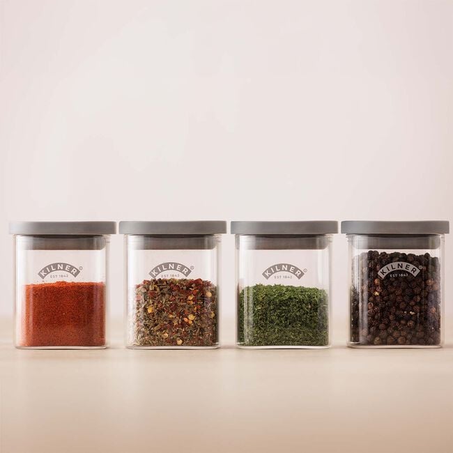 Kilner Fresh 4 Piece Glass Spice Jar Set