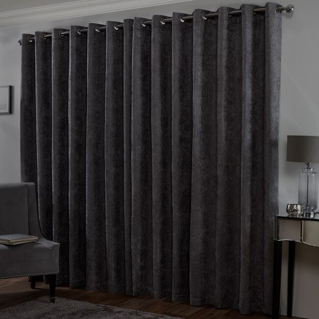 B/OUT & THERMAL H/BONE Deep Charcoal 66x54 Curtain