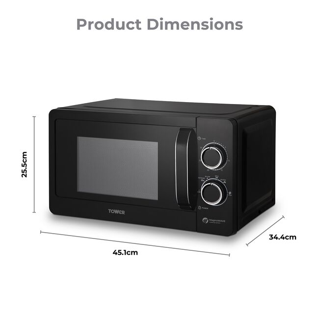 Tower 800W Black 20L Manual Microwave 