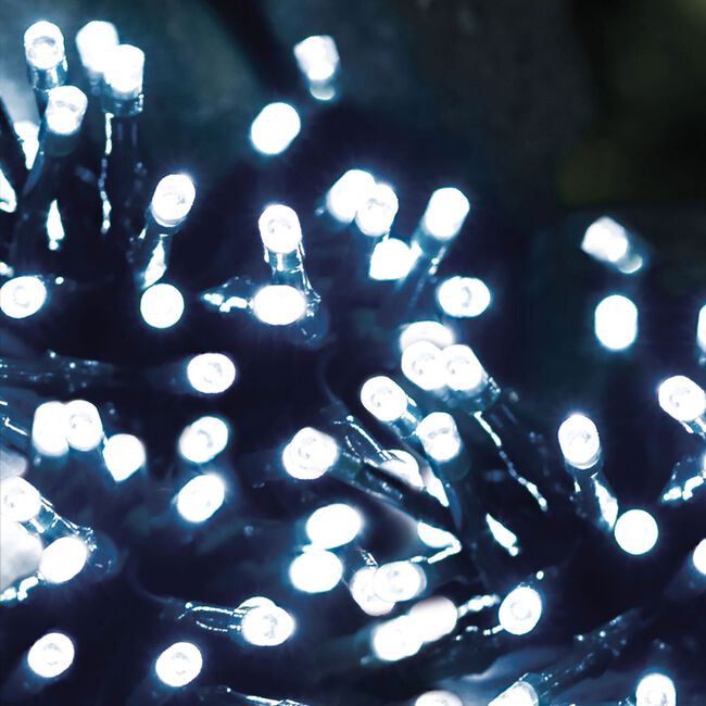 100 White LED Solar String Lights 