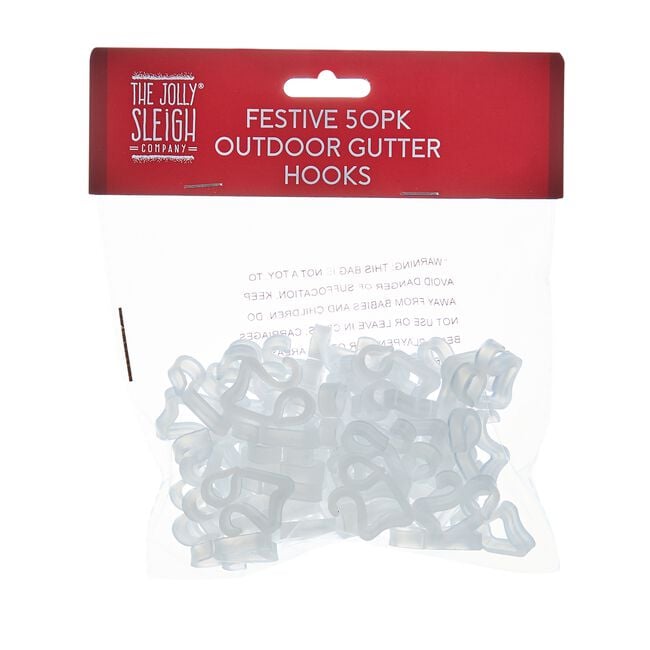 Festive Outdoor Gutter Hooks 50 Pack