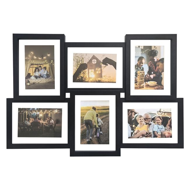 6 Multi Aperture Photo Frame Black