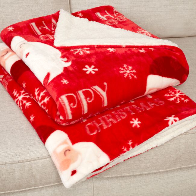 Ruane Snowy Santa Sherpa Throw 127cm x 152cm 
