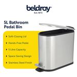BELDRAY 5L D SHAPE STAINLESS STEEL Soft Close bin