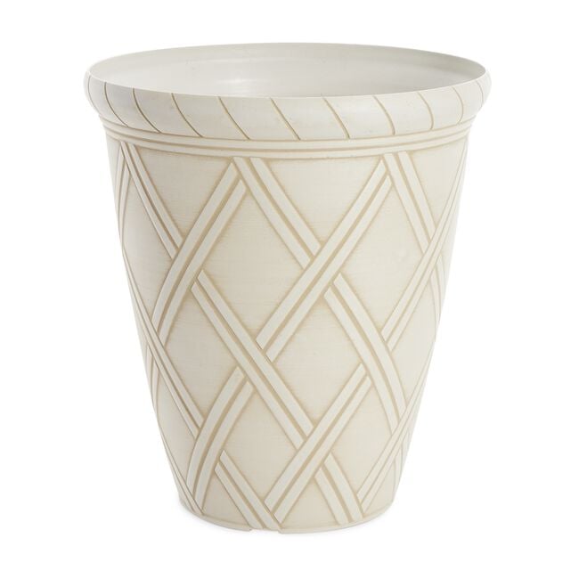 14" CREAM Diamond Shaped Plant Pot