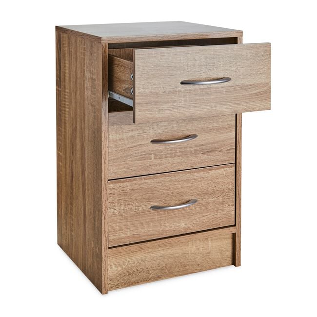 Mayfair Oak Effect 3 Drawer Bedside Locker