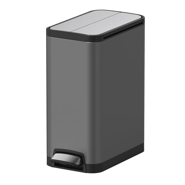 30L Java Titanium Grey Butterfly Opening Metal Bin