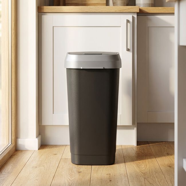 Kis Dual 50L Grey/Black Swing Bin
