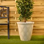14" CREAM Diamond Shaped Plant Pot