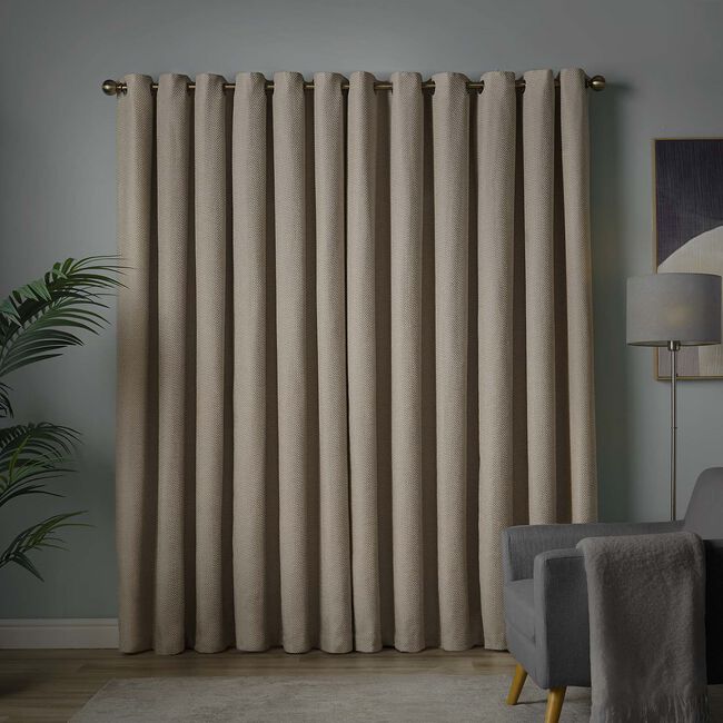 ELLA KNIT NATURAL WITH GREY  66x54 Curtain
