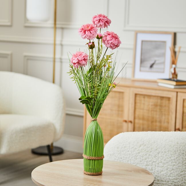 Floral Symphony Pink Dahlia Faux Bouquet