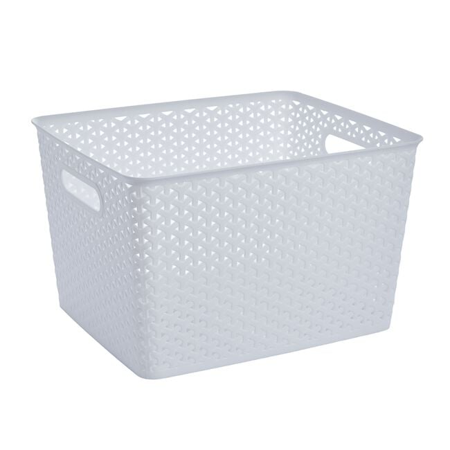 Geometric 19L White Storage Basket