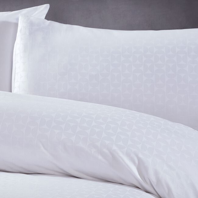 SINGLE DUVET COVER Geo Circles Jacquard White