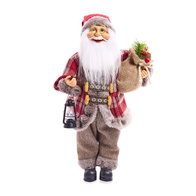 45cm Standing Woodland Santa With Lantern