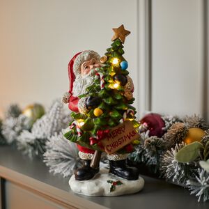 Santa With Light Up Christmas Tree
