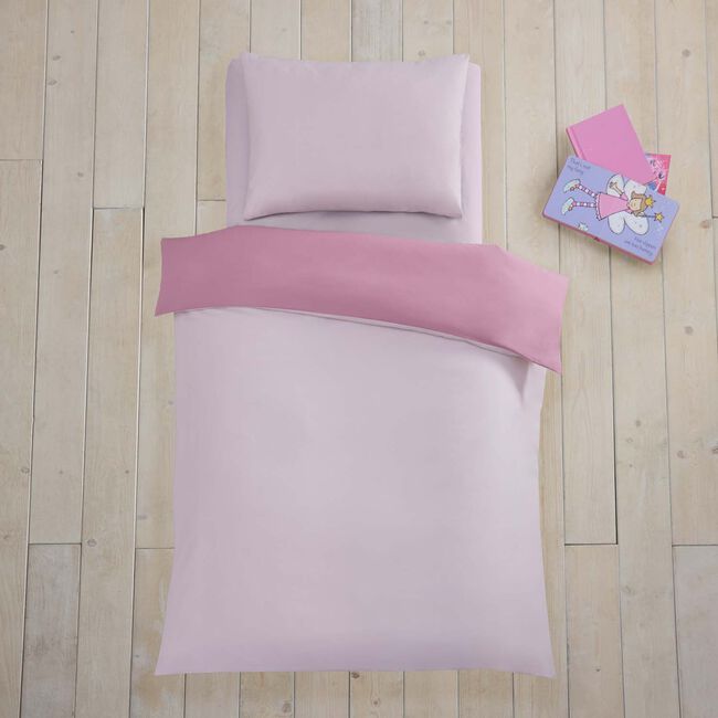 JUNIOR DUVET COVER Luxury Percale Blush Pink/Rose Pink